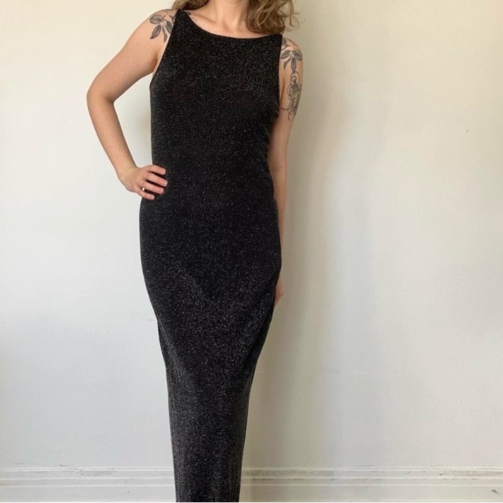 Vintage Daniel Laurent Chic Black sparkly Maxi Dress